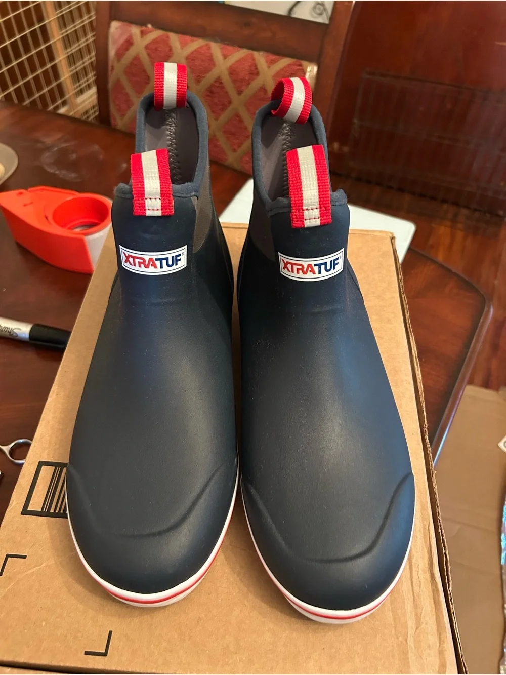 Men’s XTRATUF Navy Red-Trim Ankle Rain Boots